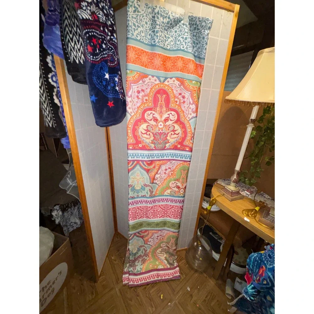 Bohemian Paisley Damask Window Curtain Panel Multi Color Pink Turquoise Orange